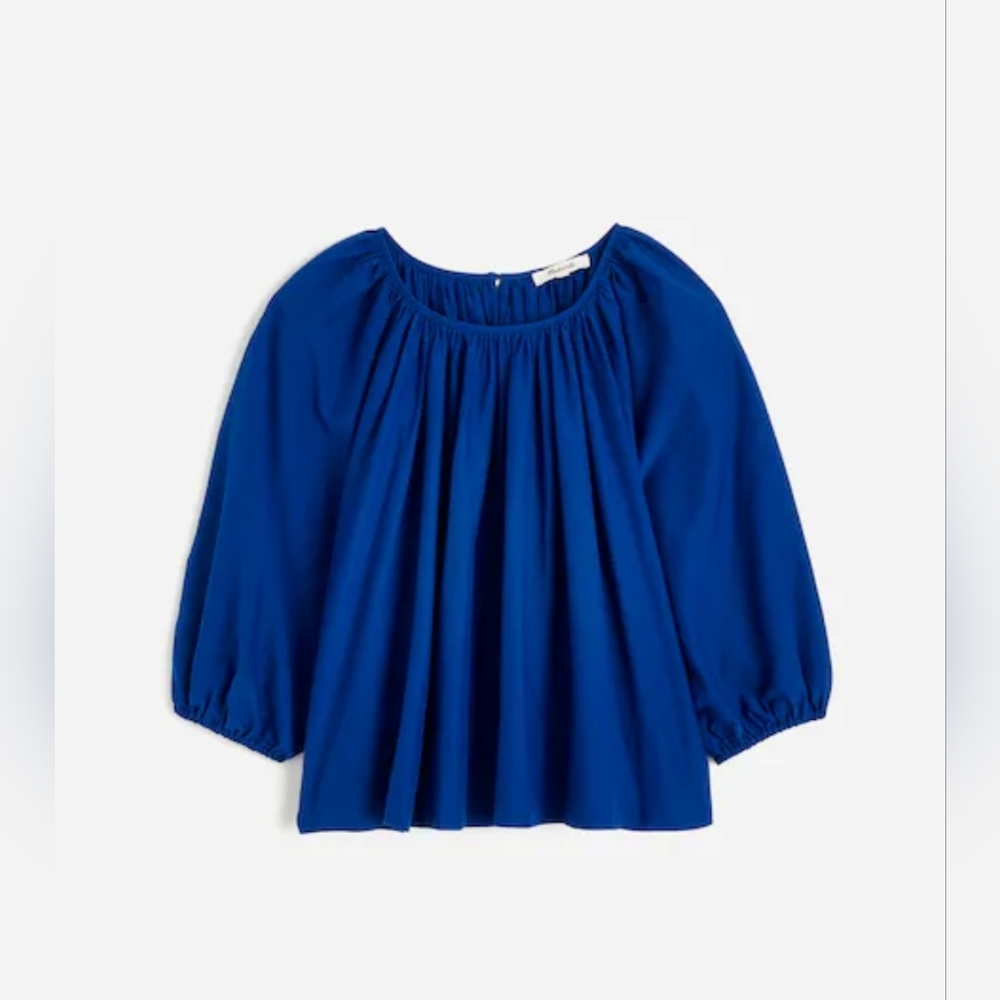 NWT $118 Madewell Shirred Puff-Sleeve Top in Cotton-Silk Voile Womens Size Small - Picture 6 of 11